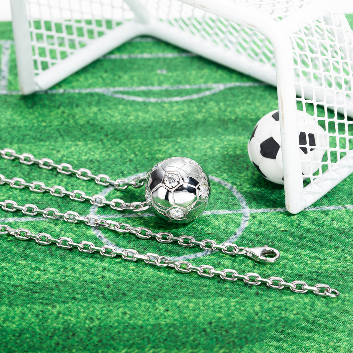 4MM 3.6CTTW D Color Moissanite Diamond Soccer Football Pendant Necklace