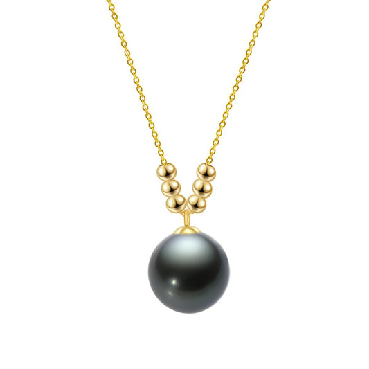 18K Gold Beads Black Tahitian Southsea Cultured Pearl Pendant Necklace