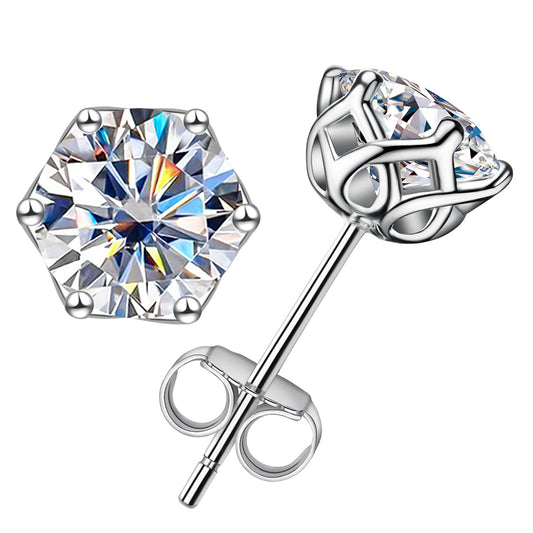 1.0/2.0ct Moissanite Earrings in 925 Sterling Silver Earrings