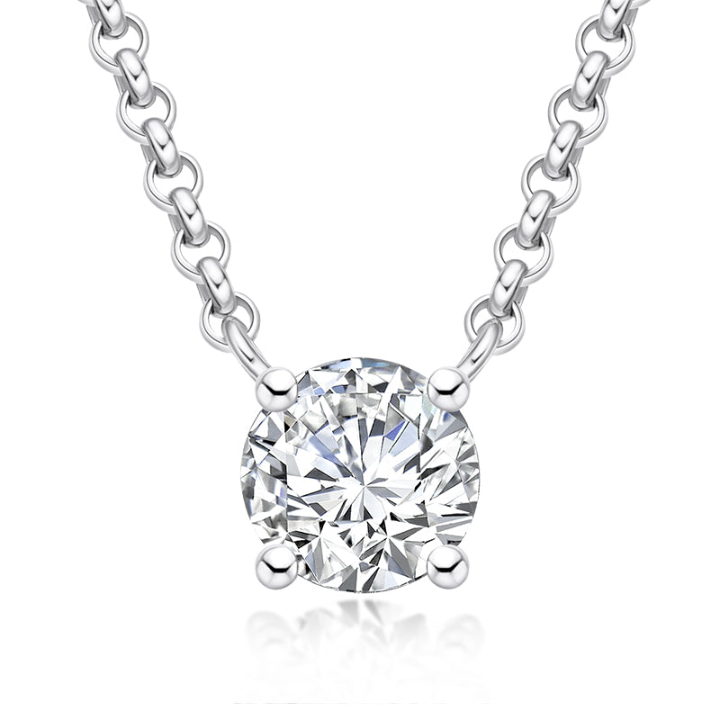 1.0/2.0CTTW D Color Moissanite Necklace 18K Gold Plated Pendant Necklace