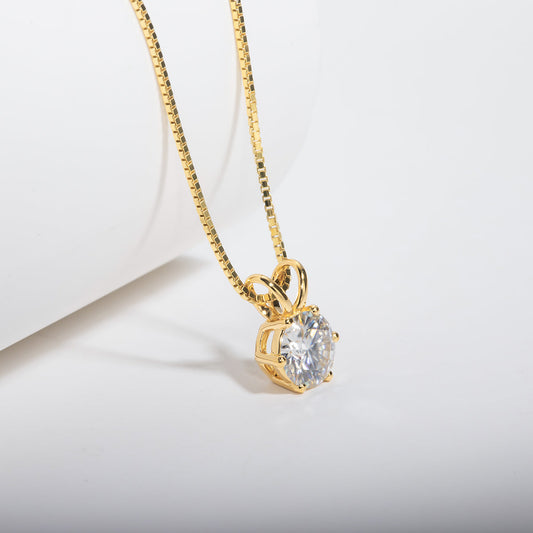 1.0/3.0CTTW D Color  Moissanite 18K Gold Plated  Pendant Necklace