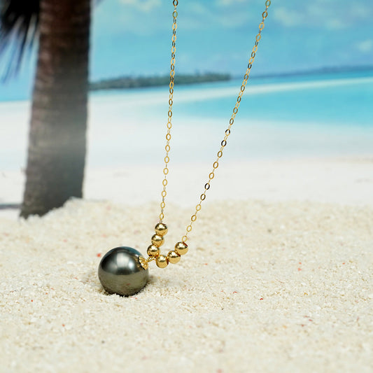 Yowting 18K Glod Black Pearl Necklace