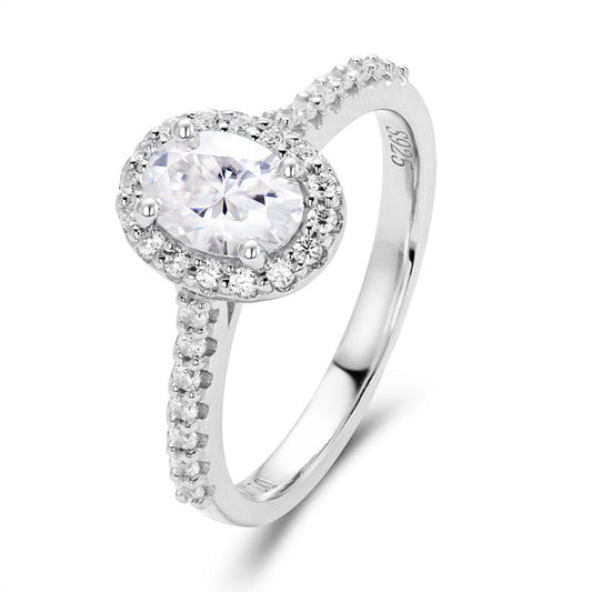 1.0CCTW Oval Cut Moissanite Ring 925 Sterling Silver Rings