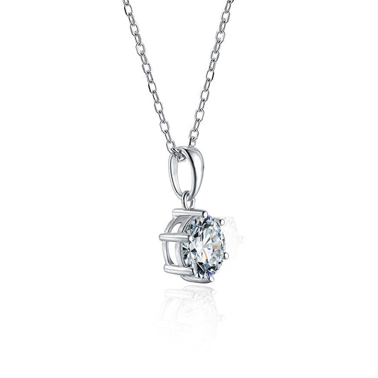 1.0CT D Color Moissanite Pendant 925 Sterling Silver Necklace