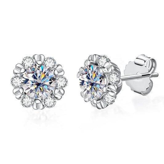 D Color Moissanite Earrings 925 Sterling Silver Stud Earrings