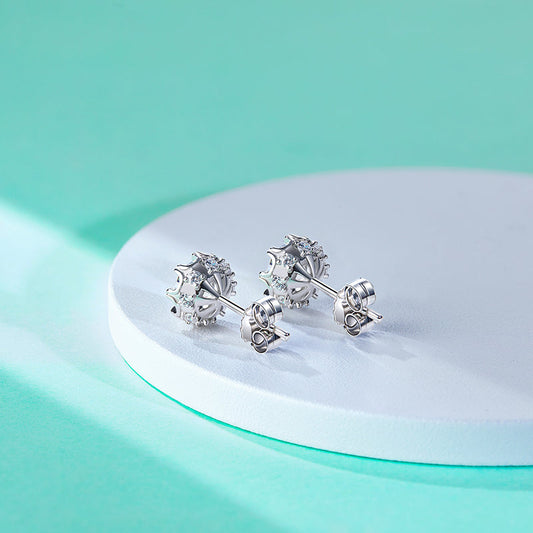 2.0CTTW D Color Moissanite Earrings 18K Gold Plated Flower Bridal  Stud Charm Earrings