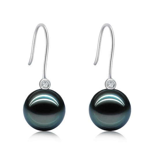 Yowting 18K Gold 8-9mm 9-10mm Tahiti Black Pearl Women Earrings