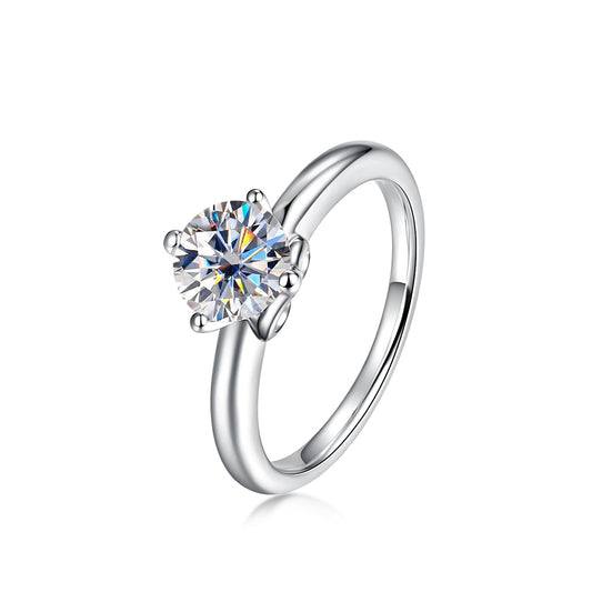 1.0CT Classic Round Cut Moissanite Engagement Ring