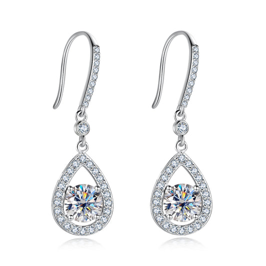 2.0CTTW D Color Moissanite Drop Earrings 925 Sterling Silve Hook Earrings