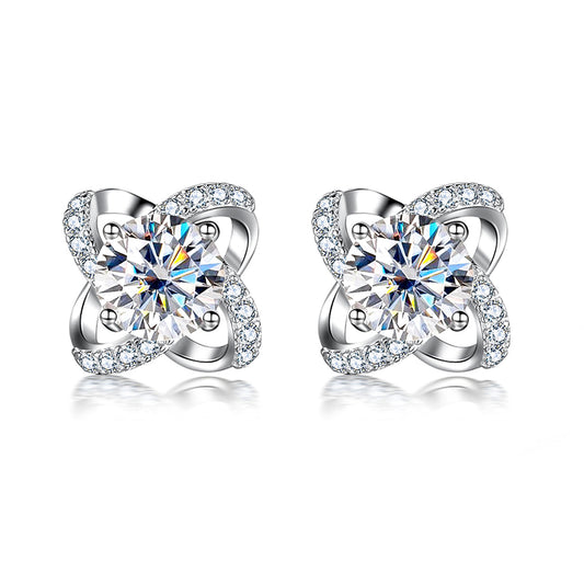 2.0CTTW D Color Moissanite Windmill Earrings 925 Sterling Silve Flower Stud Earrings