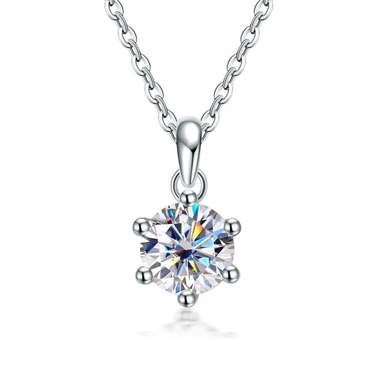 1.0CT D Color Moissanite Pendant 925 Sterling Silver Necklace