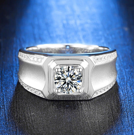 1.0/2.0/3.0CTTW Moissanite Groove Setting Men's Rings