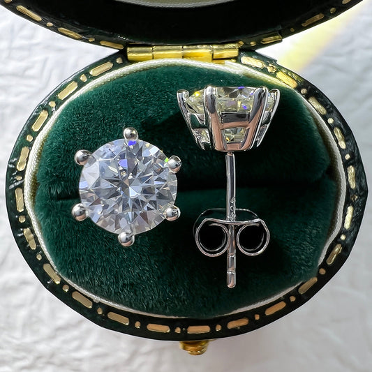 1.0CT/2.0CT/4.0CT D Color Moissanite Earrings 925 Sterling Silver Stud Earrings